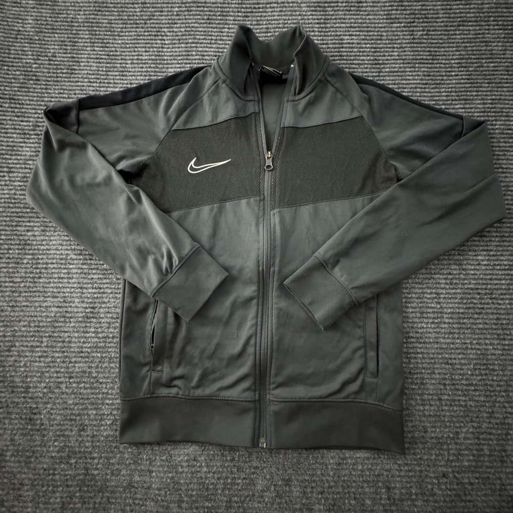 Nike Track Jacket Kids Youth Size M Gray Dri-Fit Full Zip Mesh Panel